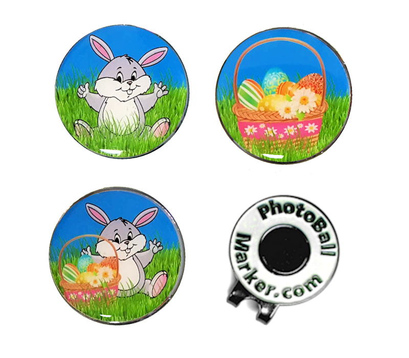 Easter Bunny and Basket - Ball Markers + Hat Clip