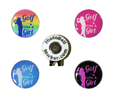 Golf Like a Girl Ball Marker - Set of Four + Hat Clip