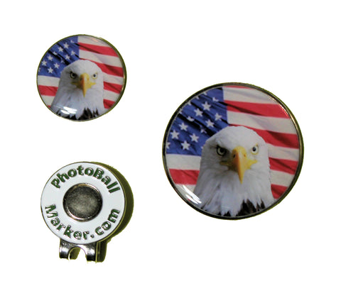 USA Ball Marker = Flag - Eagle Golf Ball Marker Regular/Jumbo Set